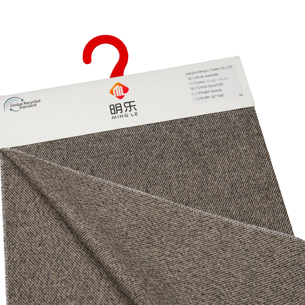 L% Lana, 40% Polyester, 10% Fiber, 650G/M, Black Mixed Brown + Beigetwill, Melton Fabric, ML-S0624-089