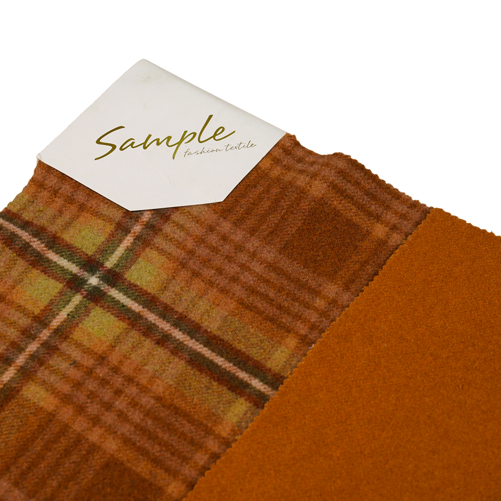 L% Lana, 40% Polyester, 10% Alia Fibra, 860G/M, Brown et Yellow Checkered, Velvet Fabric, ML-062142104