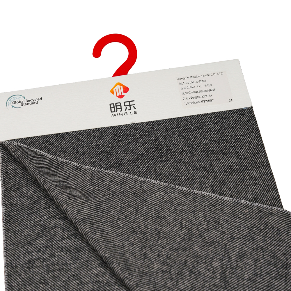 L% Lana, 30% Polyester, 20% Alia Fibra, 320G/M, Off-White + Black, Twill Flannel Fabric, ML-C-22104