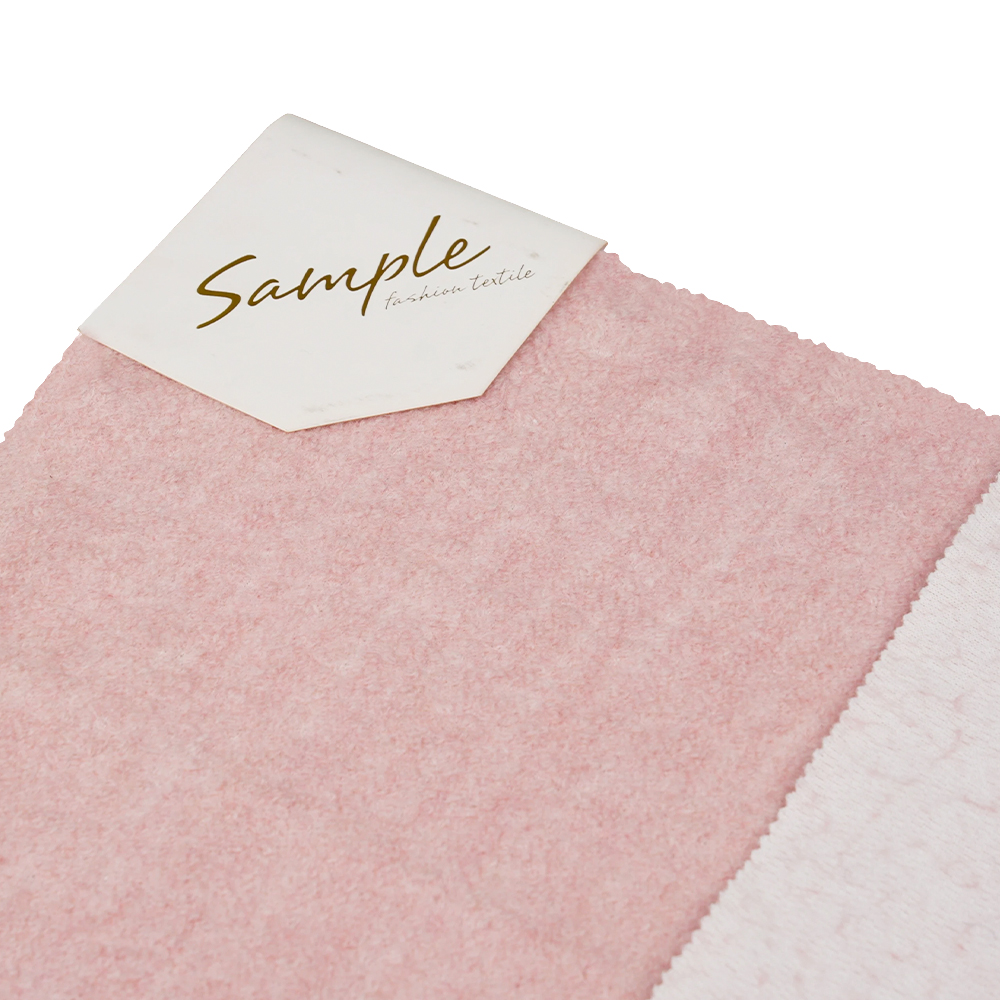 40% Lana, 60% Polyester, 700-740G/M, Pink And White, Piscium Scala Loop Knit Woollen Fabric, ML-26-X082022