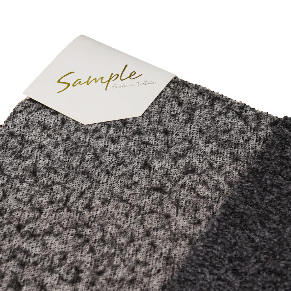 40% Lana, 60% Polyester, 750G/M, Nigrum et Gray, Bali Knit Woolen Fabric, ML-70165440-75