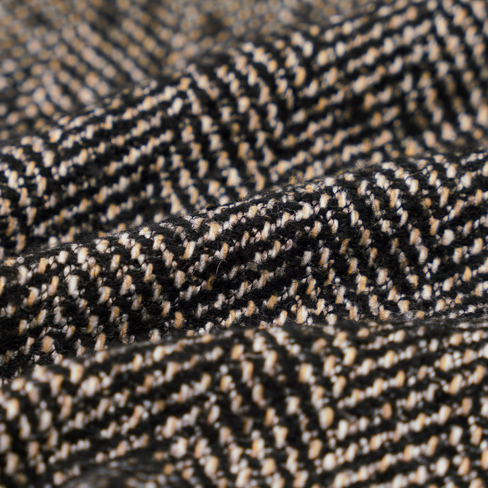 100% other, 600G/M, Black White and Brown, Fine Herringbone Tweed Yarn, ML-70230073-6491