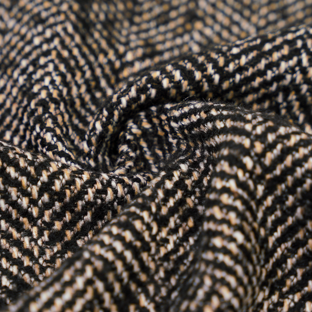 100% other, 600G/M, Black White and Brown, Fine Herringbone Tweed Yarn, ML-70230073-6491