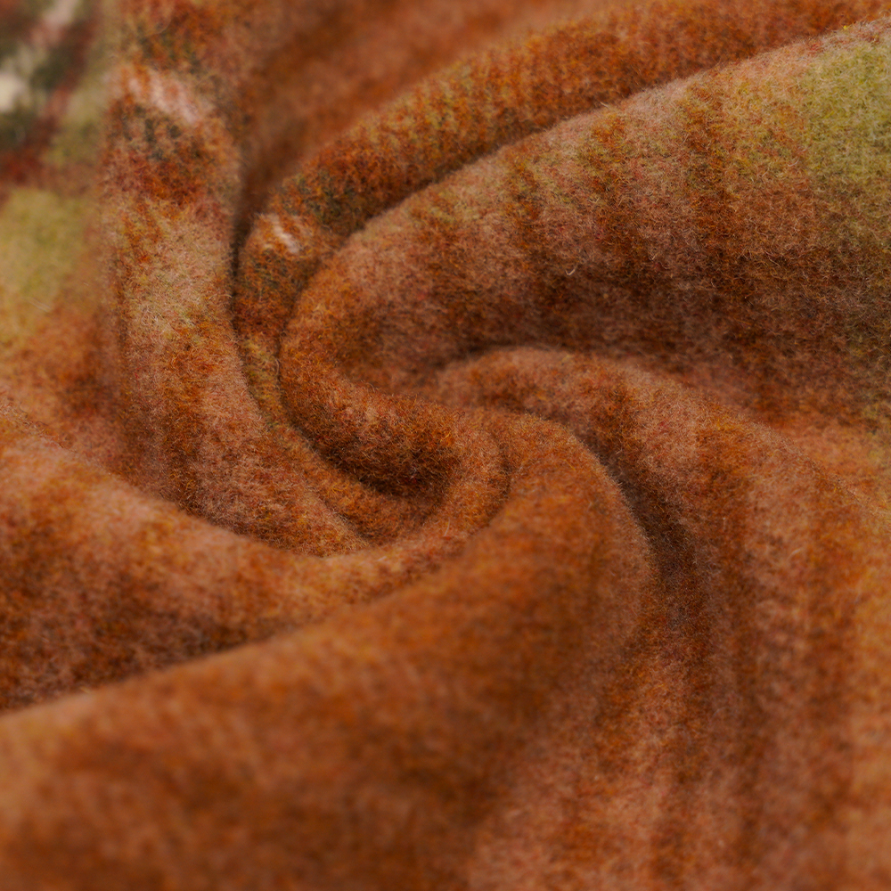 L% Lana, 40% Polyester, 10% Alia Fibra, 860G/M, Brown et Yellow Checkered, Velvet Fabric, ML-062142104