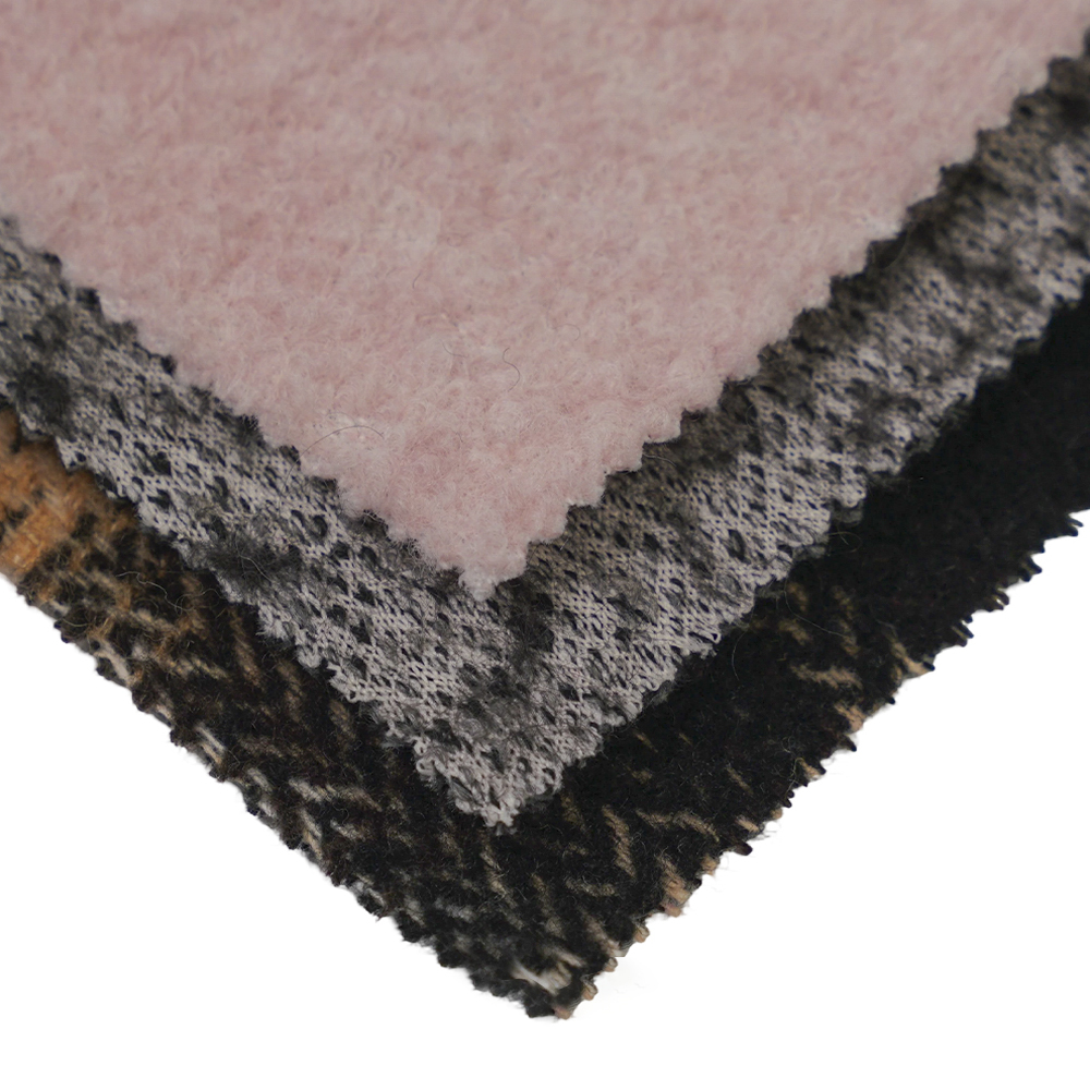 40% Lana, 60% Polyester, 700-740G/M, Pink And White, Piscium Scala Loop Knit Woollen Fabric, ML-26-X082022