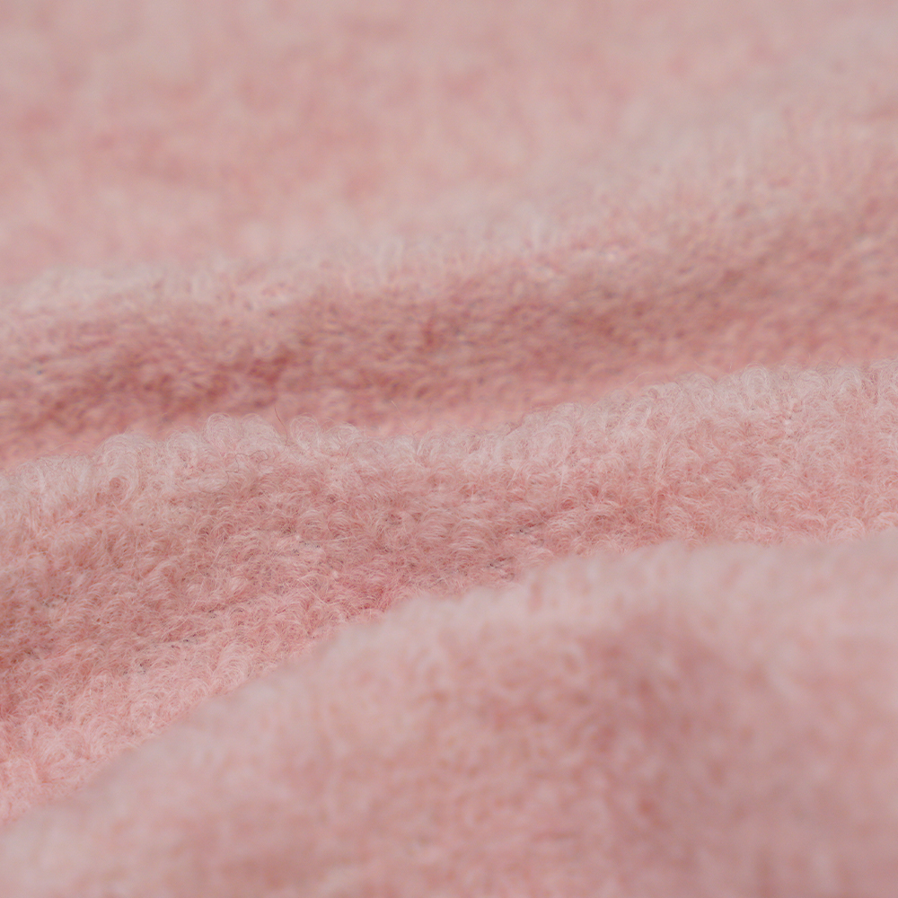 40% Lana, 60% Polyester, 700-740G/M, Pink And White, Piscium Scala Loop Knit Woollen Fabric, ML-26-X082022