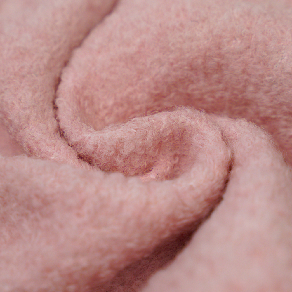 40% Lana, 60% Polyester, 700-740G/M, Pink And White, Piscium Scala Loop Knit Woollen Fabric, ML-26-X082022